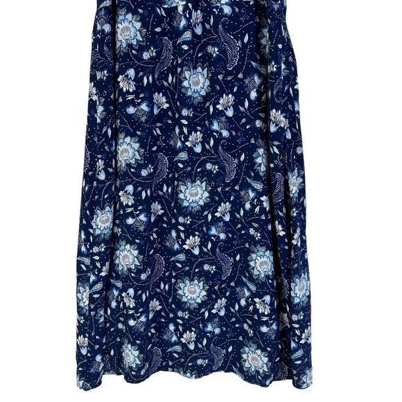 NWT Gap Blue Floral & Paisley Tie Shoulder Midi Apron Dress - Picture 6 of 12